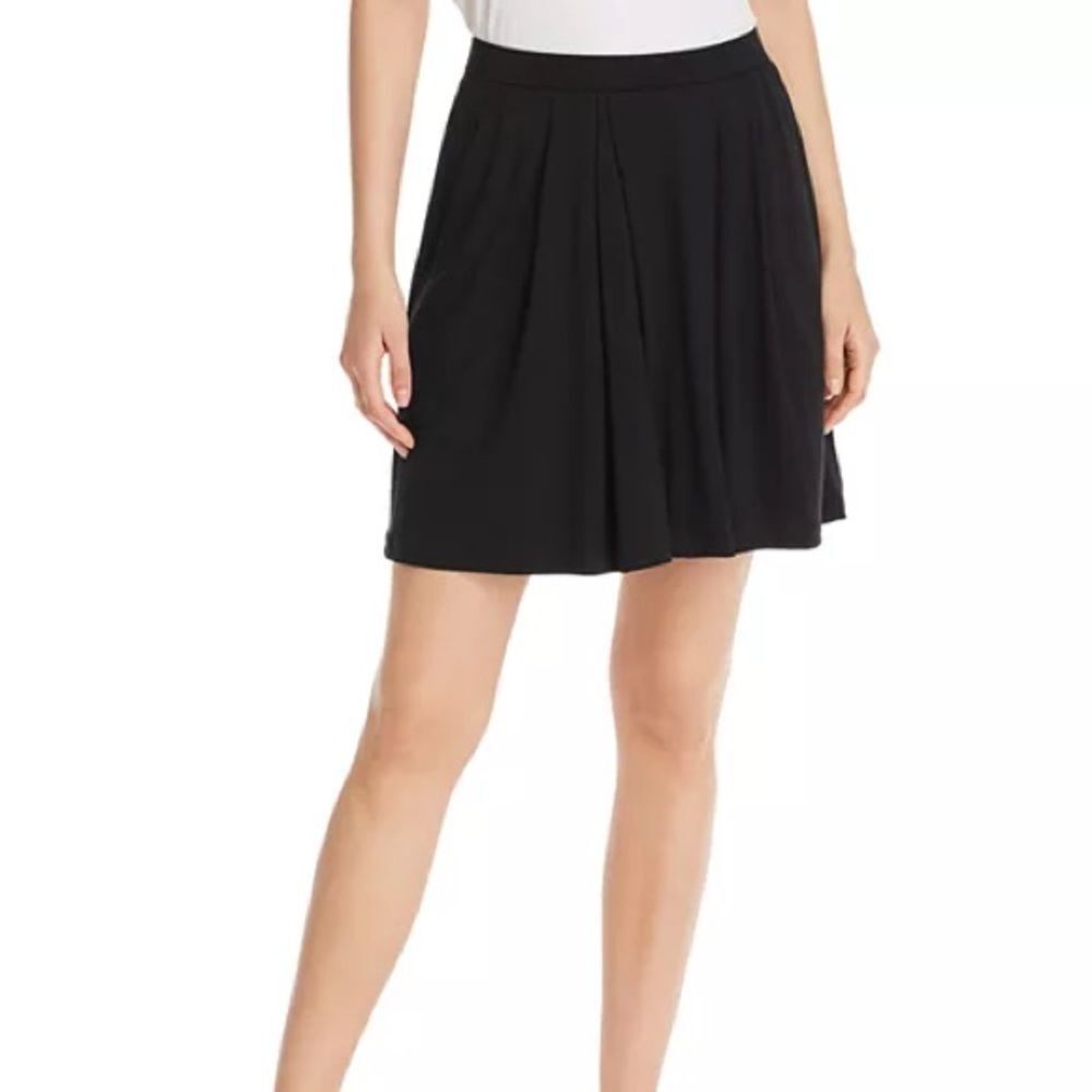 Eileen Fisher Silk Pleated A-Line Skirt Black Pockets Size X-Small NWOT